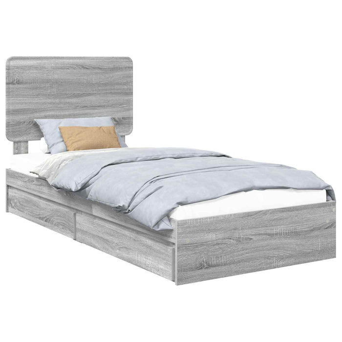 Cadru de pat cu sertar Gri Sonoma 90 x 190 cm Lemn compozit - WALTI WALTI