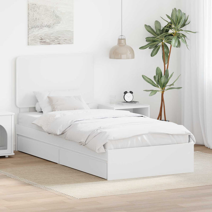 Cadru de pat cu sertar Alb 75 x 190 cm Lemn compozit - WALTI WALTI
