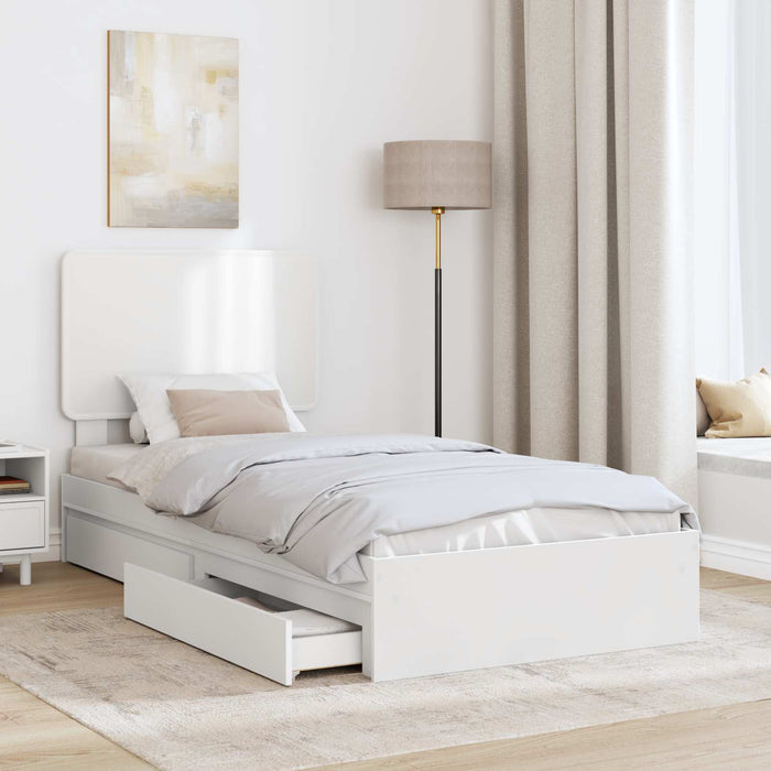 Cadru de pat cu sertar Alb 75 x 190 cm Lemn compozit - WALTI WALTI