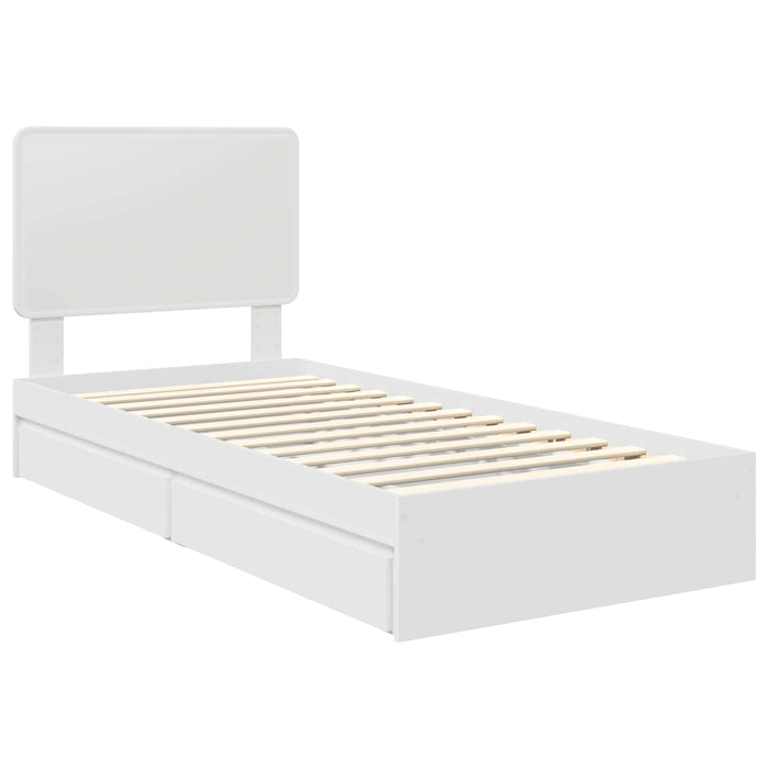Cadru de pat cu sertar Alb 75 x 190 cm Lemn compozit - WALTI WALTI