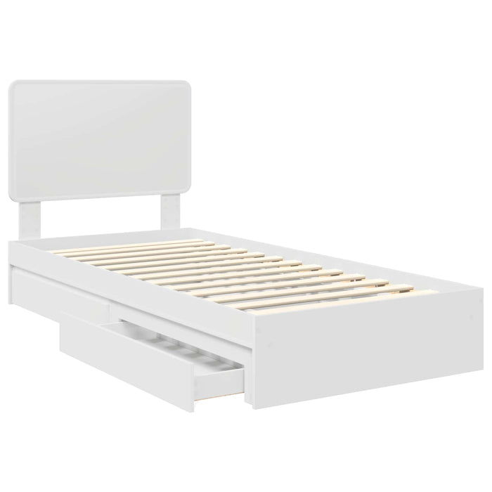 Cadru de pat cu sertar Alb 75 x 190 cm Lemn compozit - WALTI WALTI