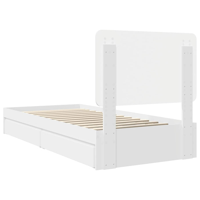 Cadru de pat cu sertar Alb 75 x 190 cm Lemn compozit - WALTI WALTI