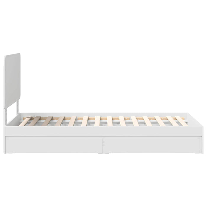 Cadru de pat cu sertar Alb 75 x 190 cm Lemn compozit - WALTI WALTI