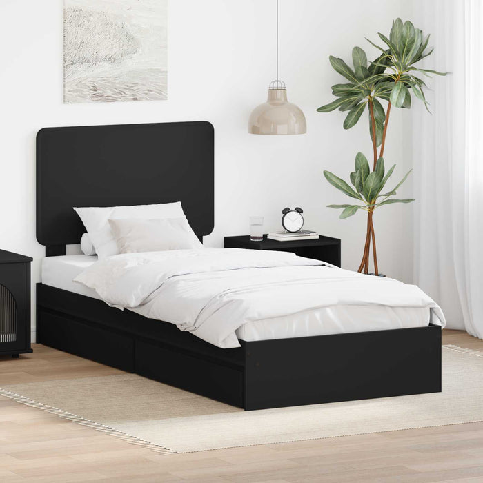 Cadru de pat cu sertar Negru 75 x 190 cm Lemn compozit - WALTI WALTI