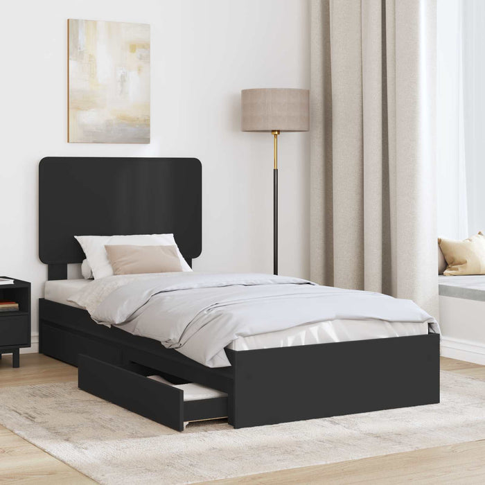 Cadru de pat cu sertar Negru 75 x 190 cm Lemn compozit - WALTI WALTI