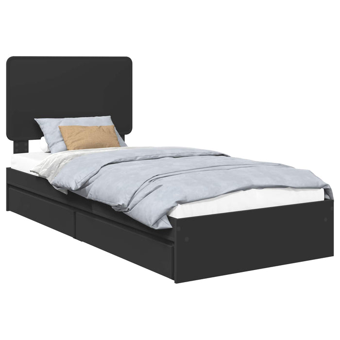 Cadru de pat cu sertar Negru 75 x 190 cm Lemn compozit - WALTI WALTI