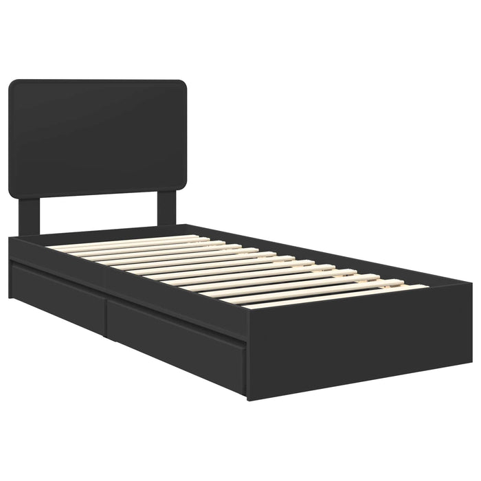 Cadru de pat cu sertar Negru 75 x 190 cm Lemn compozit - WALTI WALTI