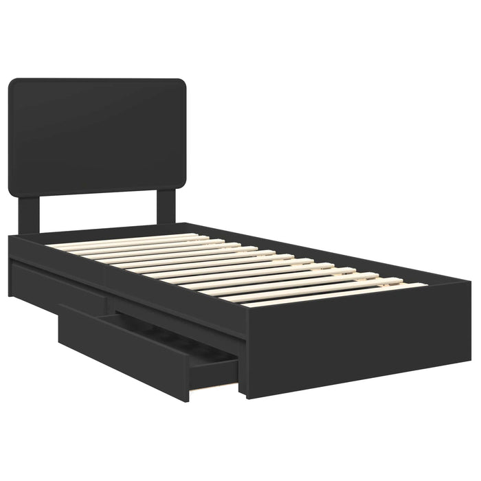 Cadru de pat cu sertar Negru 75 x 190 cm Lemn compozit - WALTI WALTI