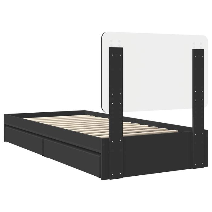 Cadru de pat cu sertar Negru 75 x 190 cm Lemn compozit - WALTI WALTI
