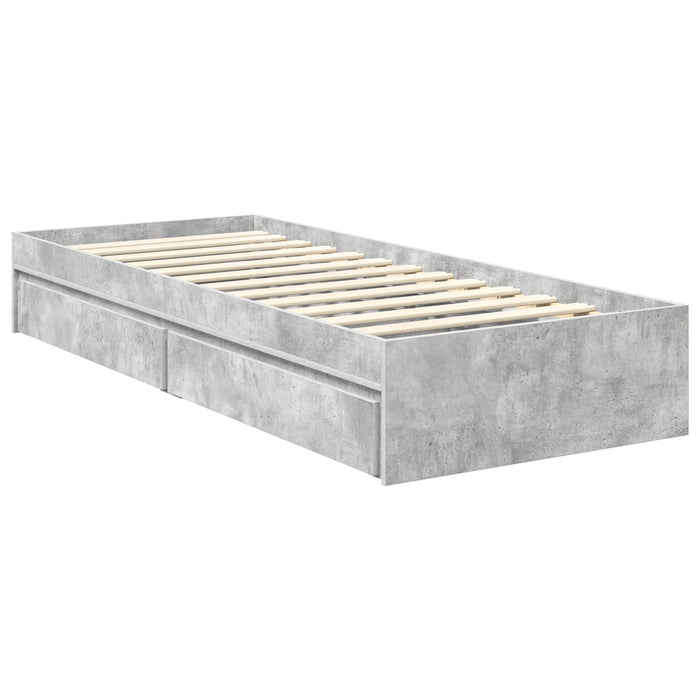 Cadru de pat cu sertar Gri din beton 75 x 190 cm Lemn compozit - WALTI WALTI