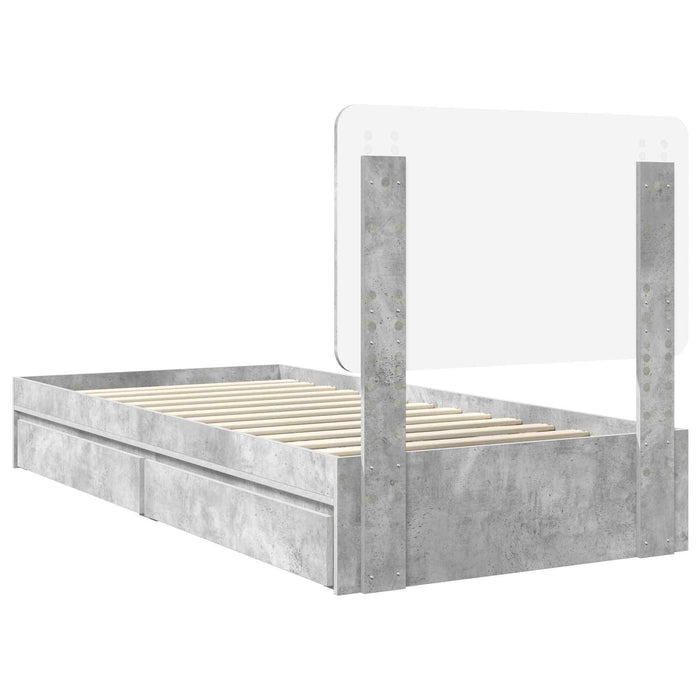 Cadru de pat cu sertar Gri din beton 75 x 190 cm Lemn compozit - WALTI WALTI