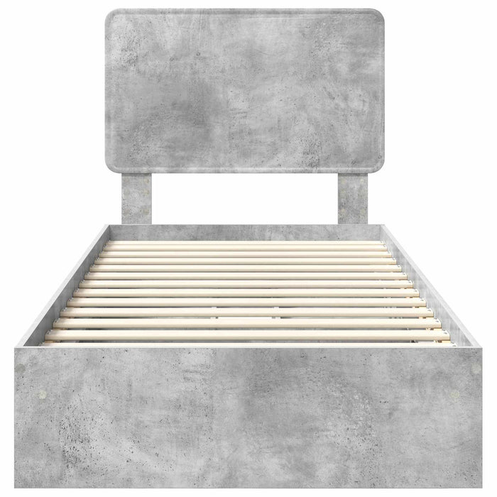 Cadru de pat cu sertar Gri din beton 75 x 190 cm Lemn compozit - WALTI WALTI