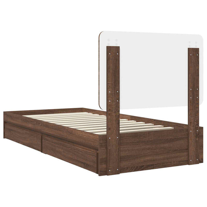 Cadru de pat cu sertar Stejar închis 75 x 190 cm Lemn compozit - WALTI WALTI