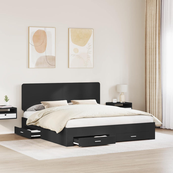 Cadru de pat cu sertar Negru 200 x 200 cm Lemn prelucrat WALTI