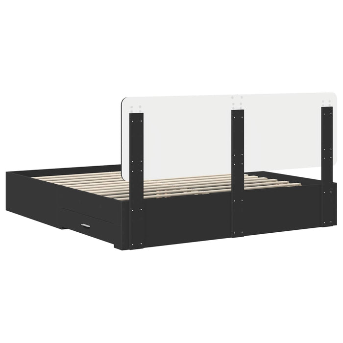 Cadru de pat cu sertar Negru 200 x 200 cm Lemn prelucrat WALTI