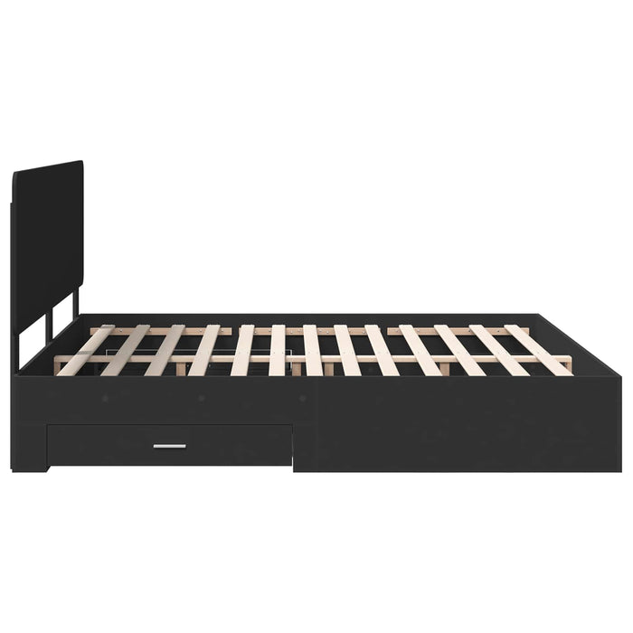 Cadru de pat cu sertar Negru 200 x 200 cm Lemn prelucrat WALTI