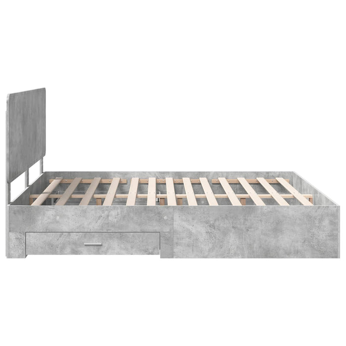 Cadru de pat cu sertar Gri din beton 200 x 200 cm Lemn compozit - WALTI WALTI