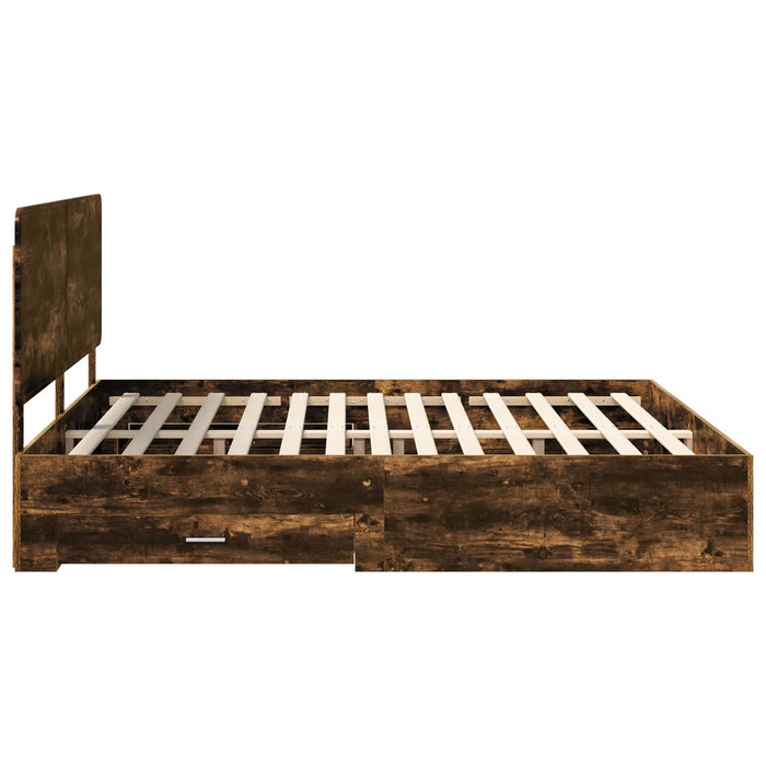 Cadru de pat Stejar fumuriu 200 x 200 cm Lemn compozit - WALTI WALTI