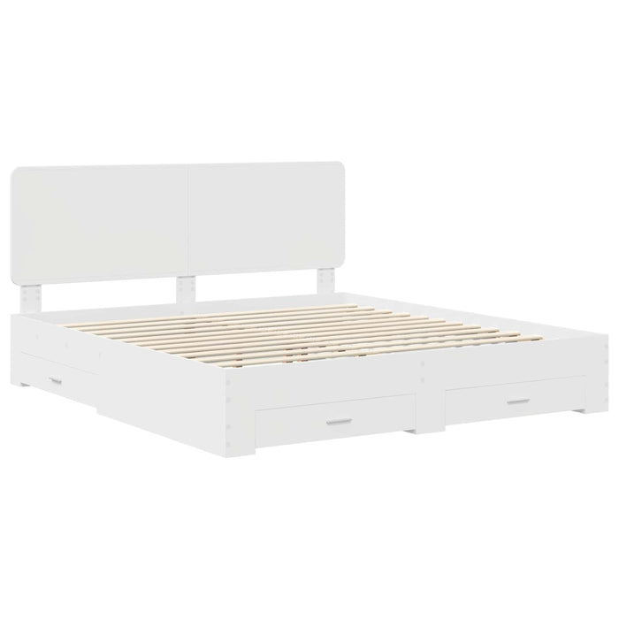 Cadru de pat cu headboard Alb 180 x 200 cm Lemn compozit - WALTI WALTI