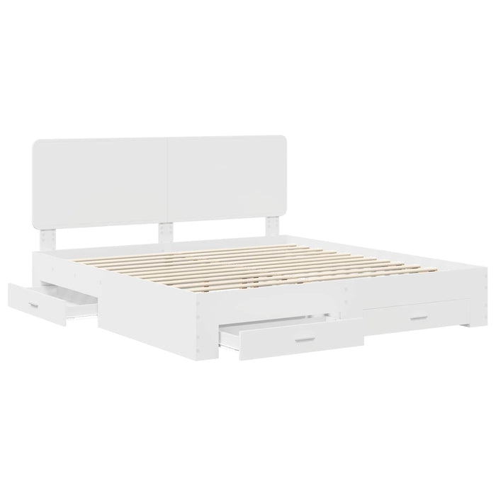 Cadru de pat cu headboard Alb 180 x 200 cm Lemn compozit - WALTI WALTI