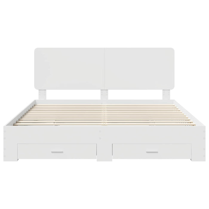 Cadru de pat cu headboard Alb 180 x 200 cm Lemn compozit - WALTI WALTI