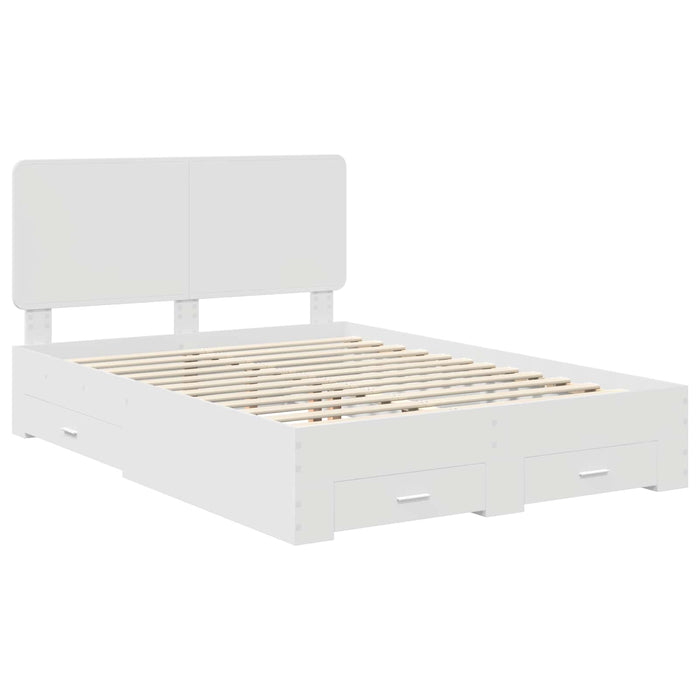 Cadru de pat cu headboard Alb 160 x 200 cm Lemn compozit - WALTI WALTI