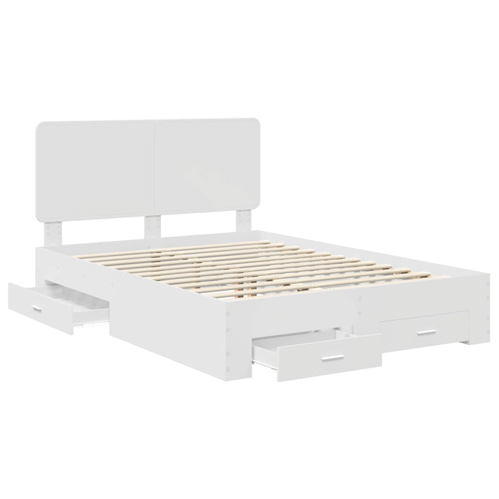 Cadru de pat cu headboard Alb 160 x 200 cm Lemn compozit - WALTI WALTI