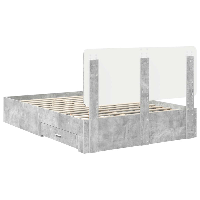 Cadru de pat cu sertar Gri din beton 160 x 200 cm Lemn compozit - WALTI WALTI