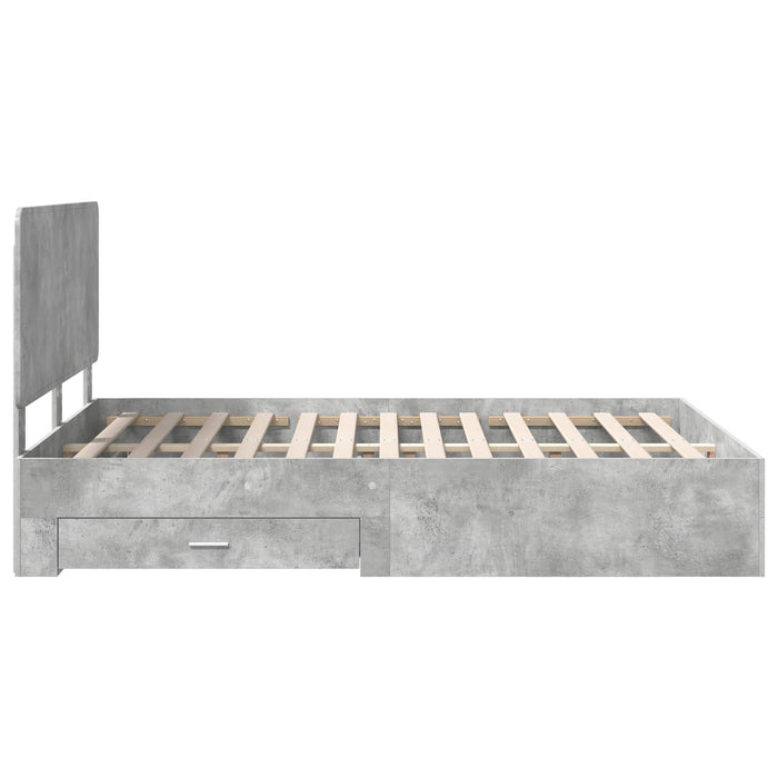 Cadru de pat cu sertar Gri din beton 160 x 200 cm Lemn compozit - WALTI WALTI