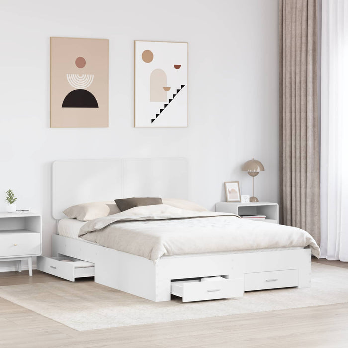 Cadru de pat cu headboard Alb 140 x 200 cm Lemn compozit - WALTI WALTI