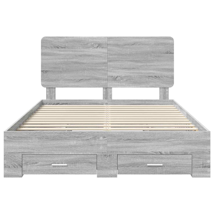 Cadru de pat cu headboard Gri Sonoma 140 x 200 cm Lemn compozit - WALTI WALTI