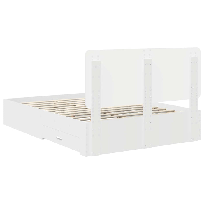 Cadru de pat cu headboard Alb 140 x 190 cm Lemn compozit - WALTI WALTI
