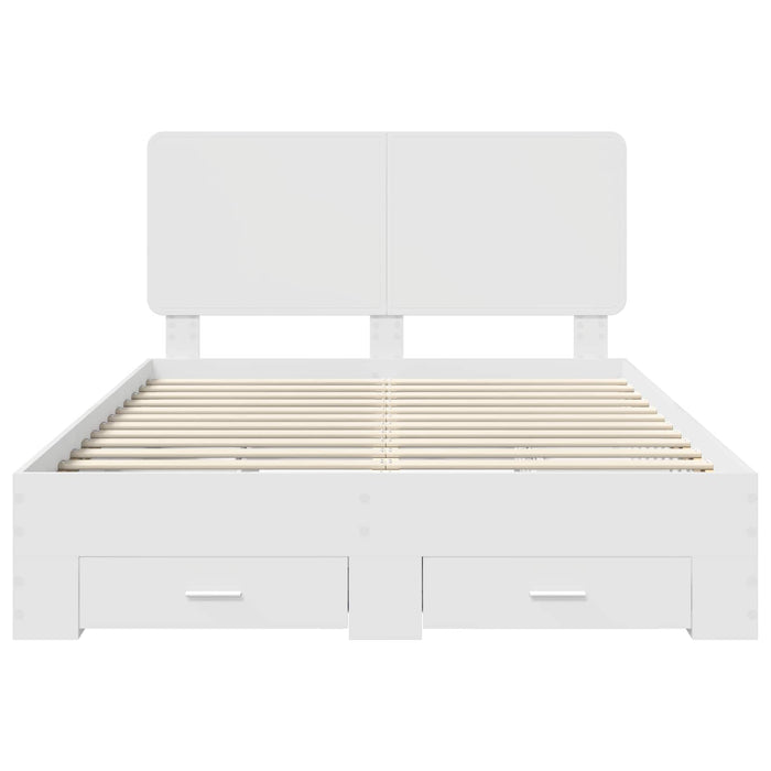 Cadru de pat cu headboard Alb 140 x 190 cm Lemn compozit - WALTI WALTI