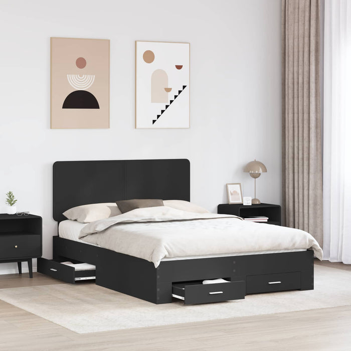 Cadru de pat cu headboard Negru 140 x 190 cm Lemn compozit - WALTI WALTI