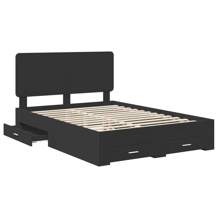 Cadru de pat cu headboard Negru 140 x 190 cm Lemn compozit - WALTI WALTI