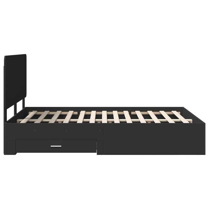 Cadru de pat cu headboard Negru 140 x 190 cm Lemn compozit - WALTI WALTI