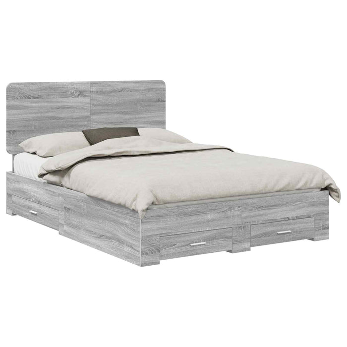 Cadru de pat cu headboard Gri Sonoma 140 x 190 cm Lemn compozit - WALTI WALTI