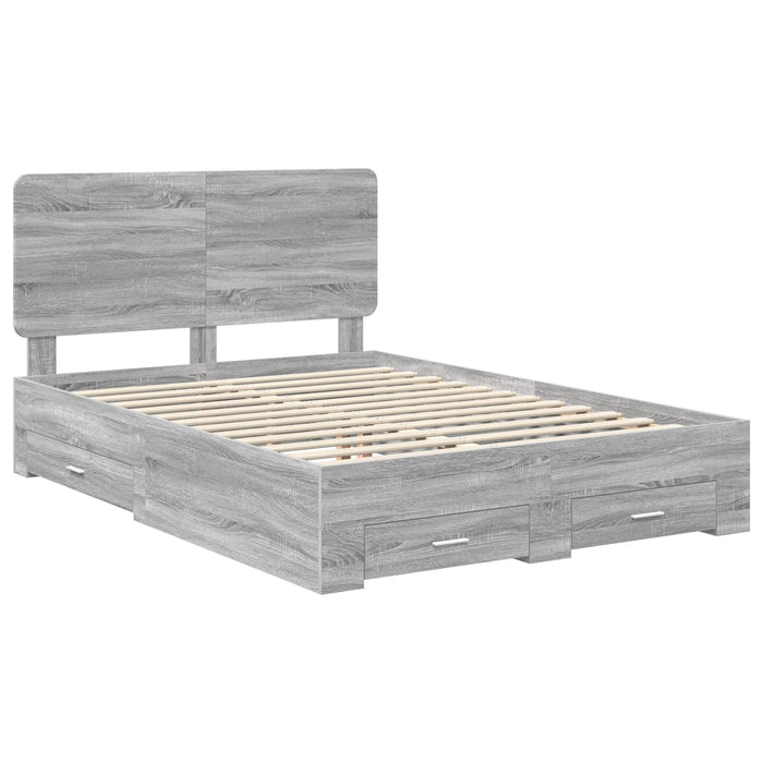 Cadru de pat cu headboard Gri Sonoma 140 x 190 cm Lemn compozit - WALTI WALTI