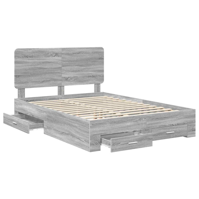 Cadru de pat cu headboard Gri Sonoma 140 x 190 cm Lemn compozit - WALTI WALTI