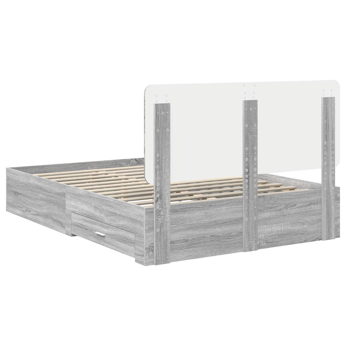 Cadru de pat cu headboard Gri Sonoma 140 x 190 cm Lemn compozit - WALTI WALTI