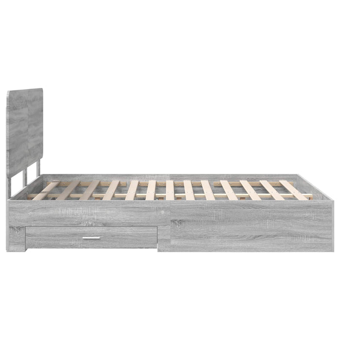 Cadru de pat cu headboard Gri Sonoma 140 x 190 cm Lemn compozit - WALTI WALTI