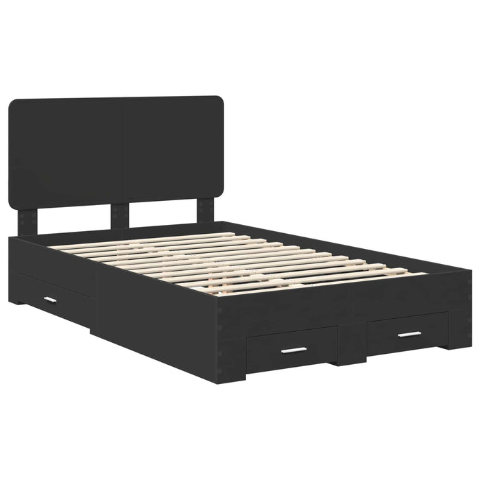 Cadru de pat cu headboard Negru 135 x 190 cm Lemn compozit - WALTI WALTI
