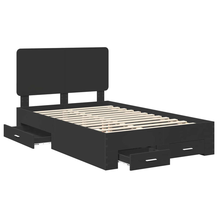 Cadru de pat cu headboard Negru 135 x 190 cm Lemn compozit - WALTI WALTI