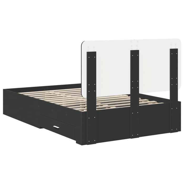 Cadru de pat cu headboard Negru 135 x 190 cm Lemn compozit - WALTI WALTI