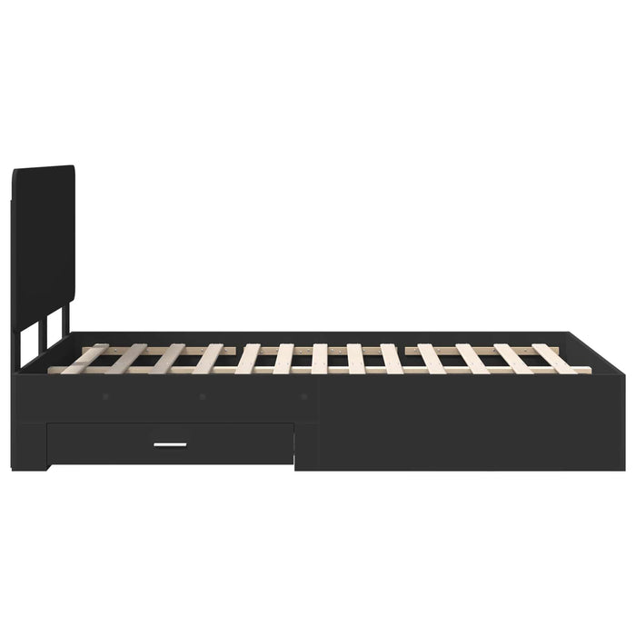 Cadru de pat cu headboard Negru 135 x 190 cm Lemn compozit - WALTI WALTI