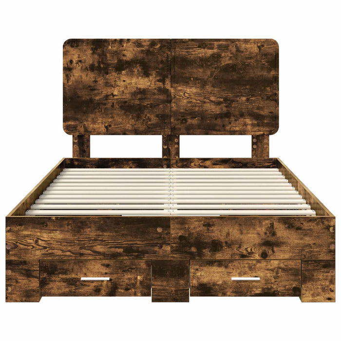 Cadru de pat Stejar fumuriu 135 x 190 cm Lemn compozit - WALTI WALTI