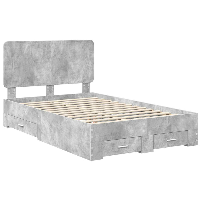 Cadru de pat cu sertar Gri din beton 120 x 200 cm Lemn compozit - WALTI WALTI