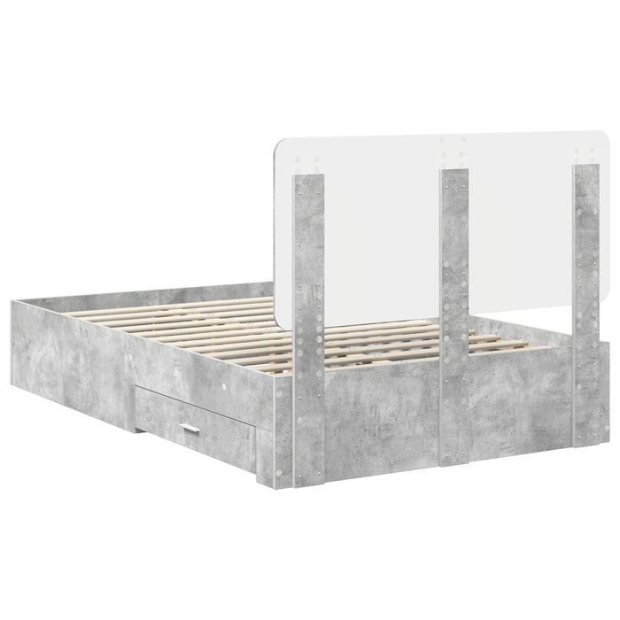 Cadru de pat cu sertar Gri din beton 120 x 200 cm Lemn compozit - WALTI WALTI