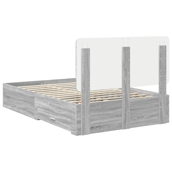 Cadru de pat cu headboard Gri Sonoma 120 x 200 cm Lemn compozit - WALTI WALTI