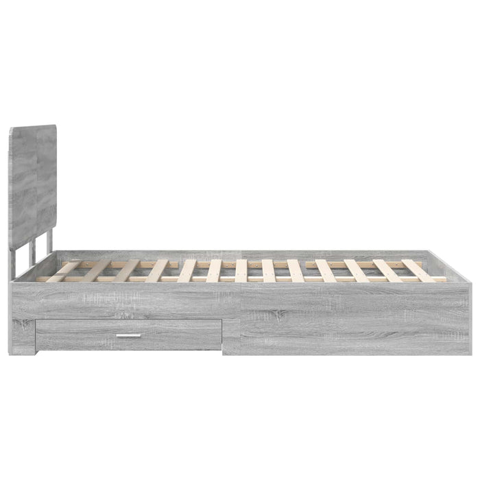 Cadru de pat cu headboard Gri Sonoma 120 x 190 cm Lemn compozit - WALTI WALTI
